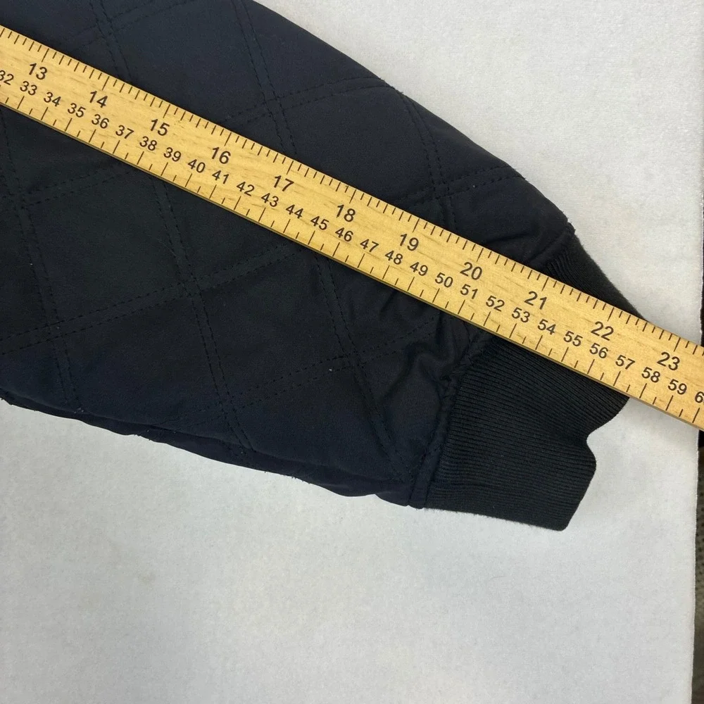 BYLT Bomber Jacket Mens XL Black Grey Reversible Quilted Full Zip Modern Coat